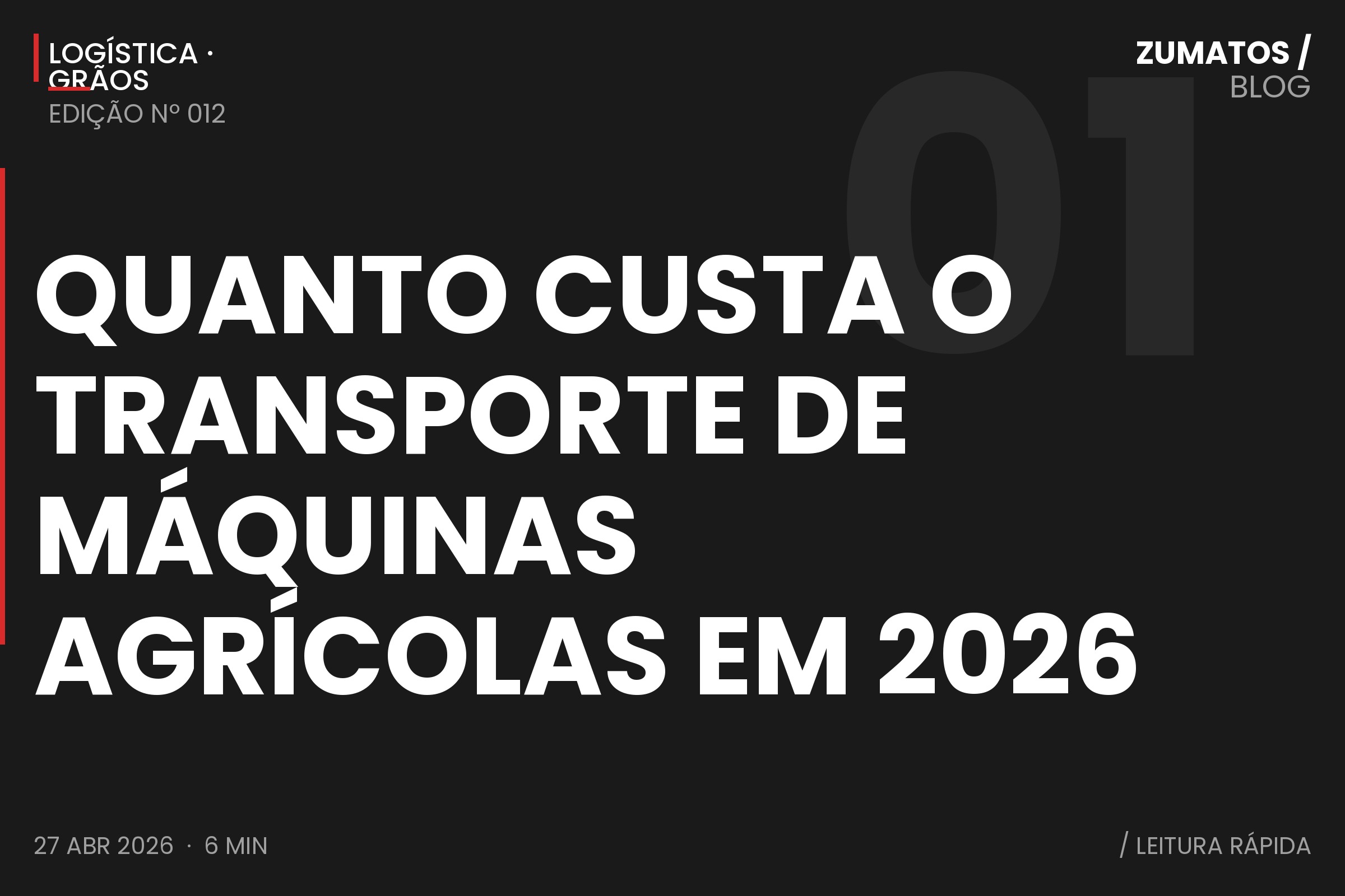 Tabela de preços para transporte de máquinas agrícolas